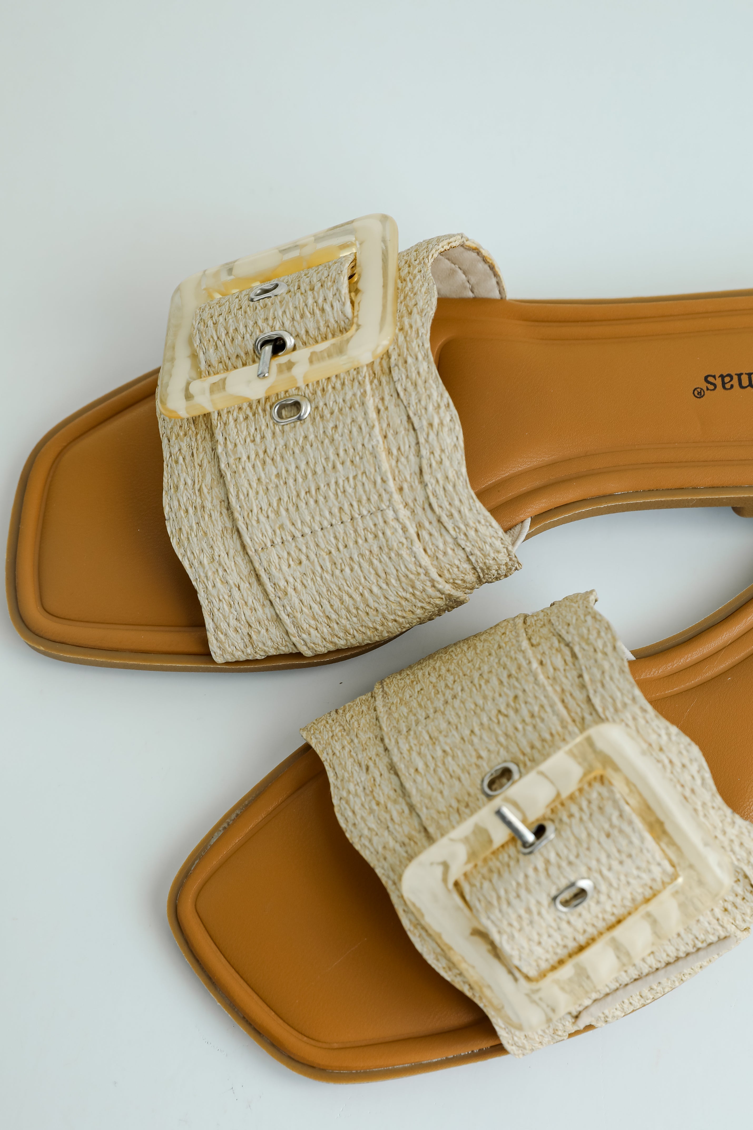 FINAL SALE - Along The Shore Natural Straw Slide Sandals