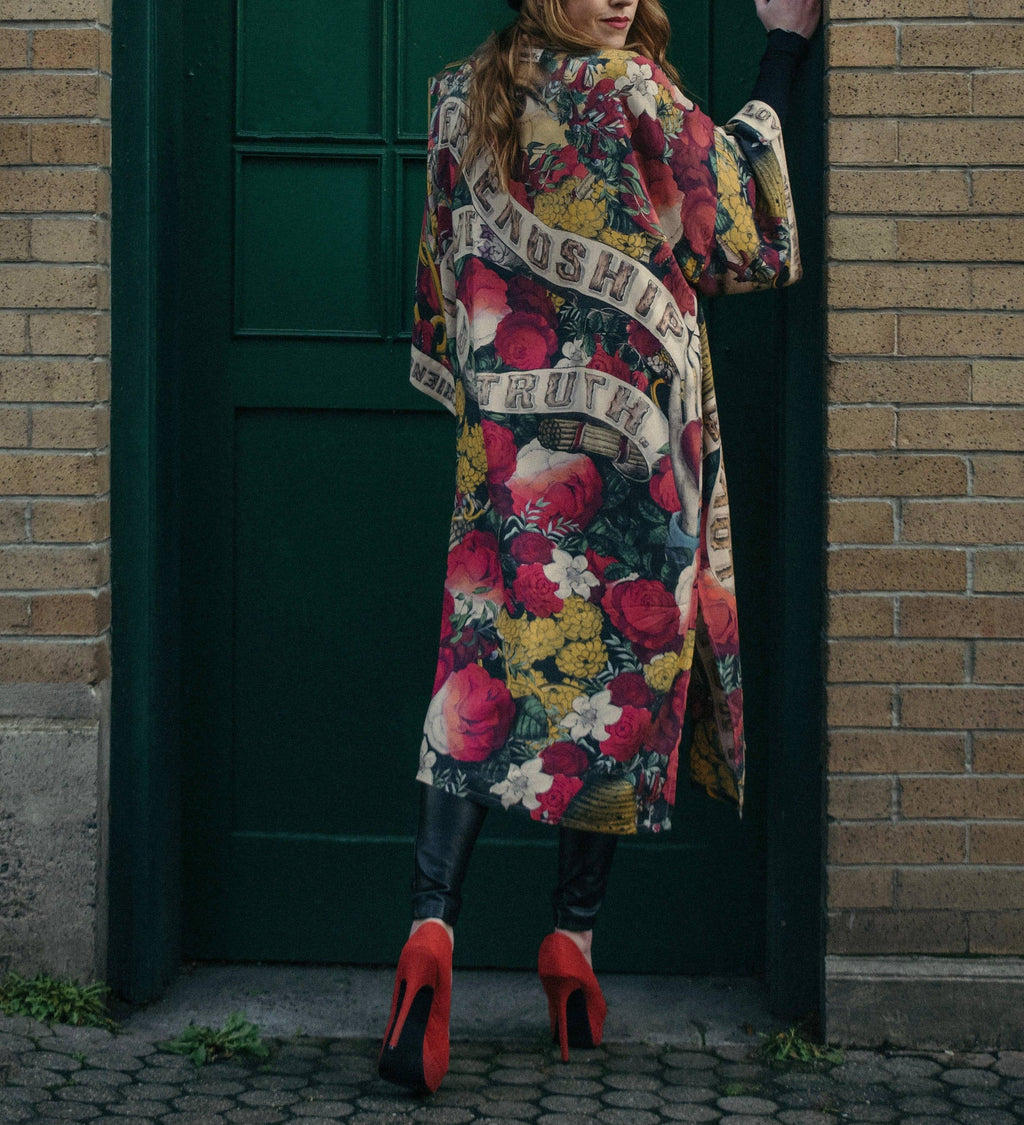 Long Opera Friendship Love & Truth Bamboo Kimono