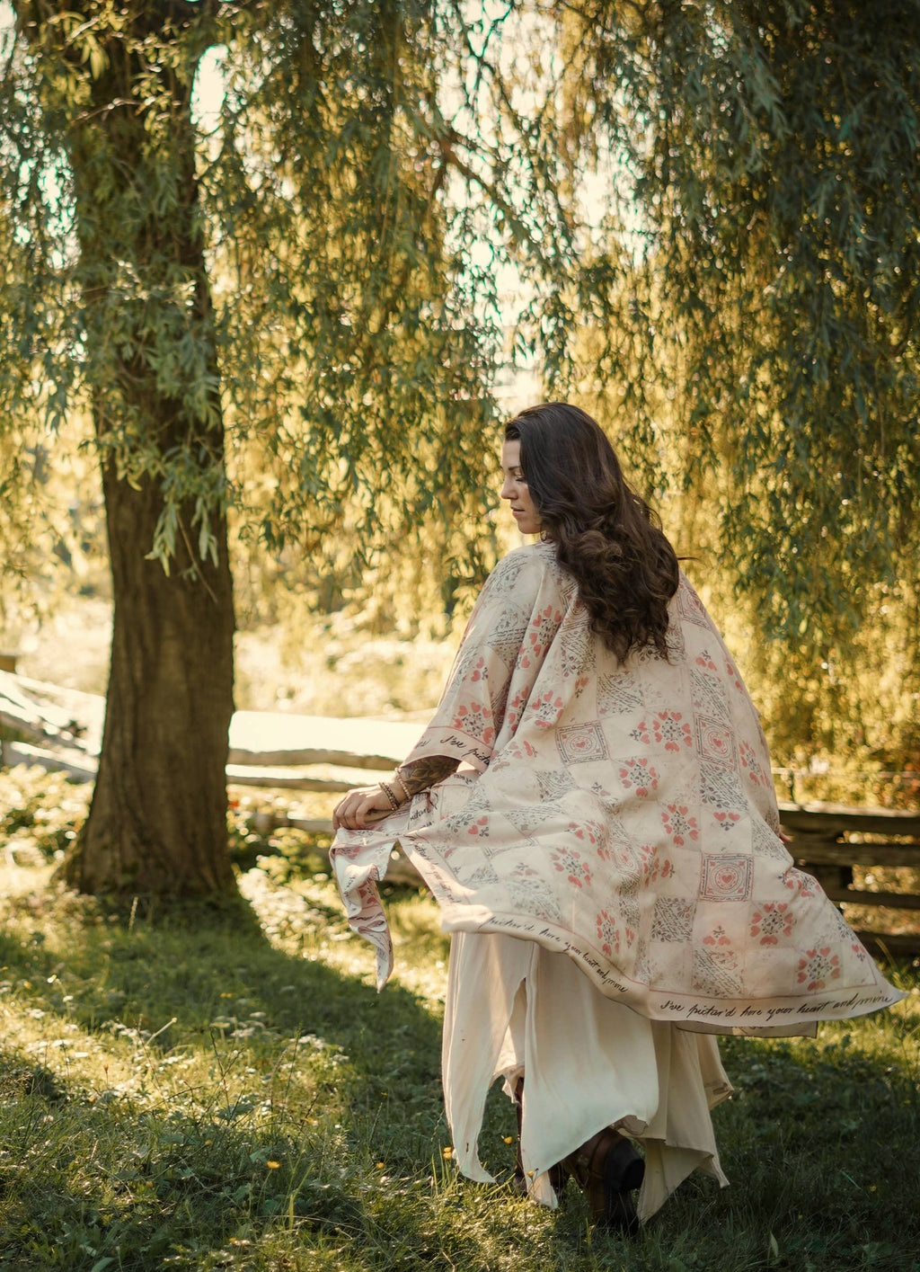 Love Story Heart Print Bamboo Boho Kimono