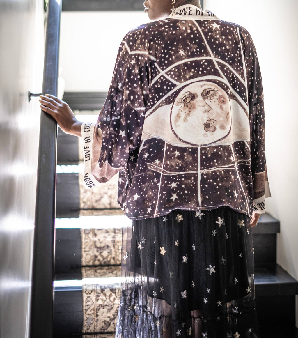 Love By the Moon Cropped Bamboo Artisan Kimono