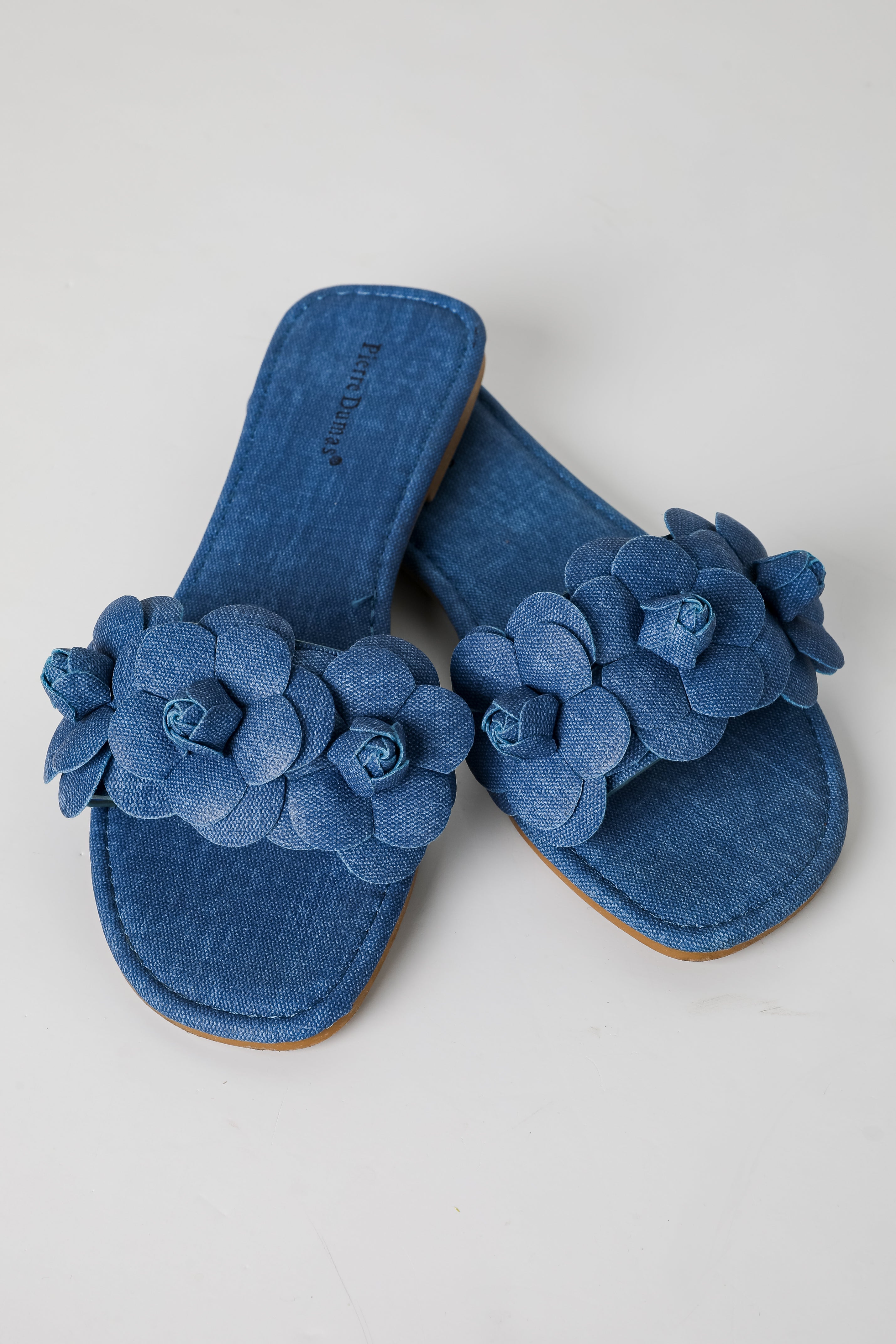 FINAL SALE - Classy Touch Blue Flower Slide Sandals