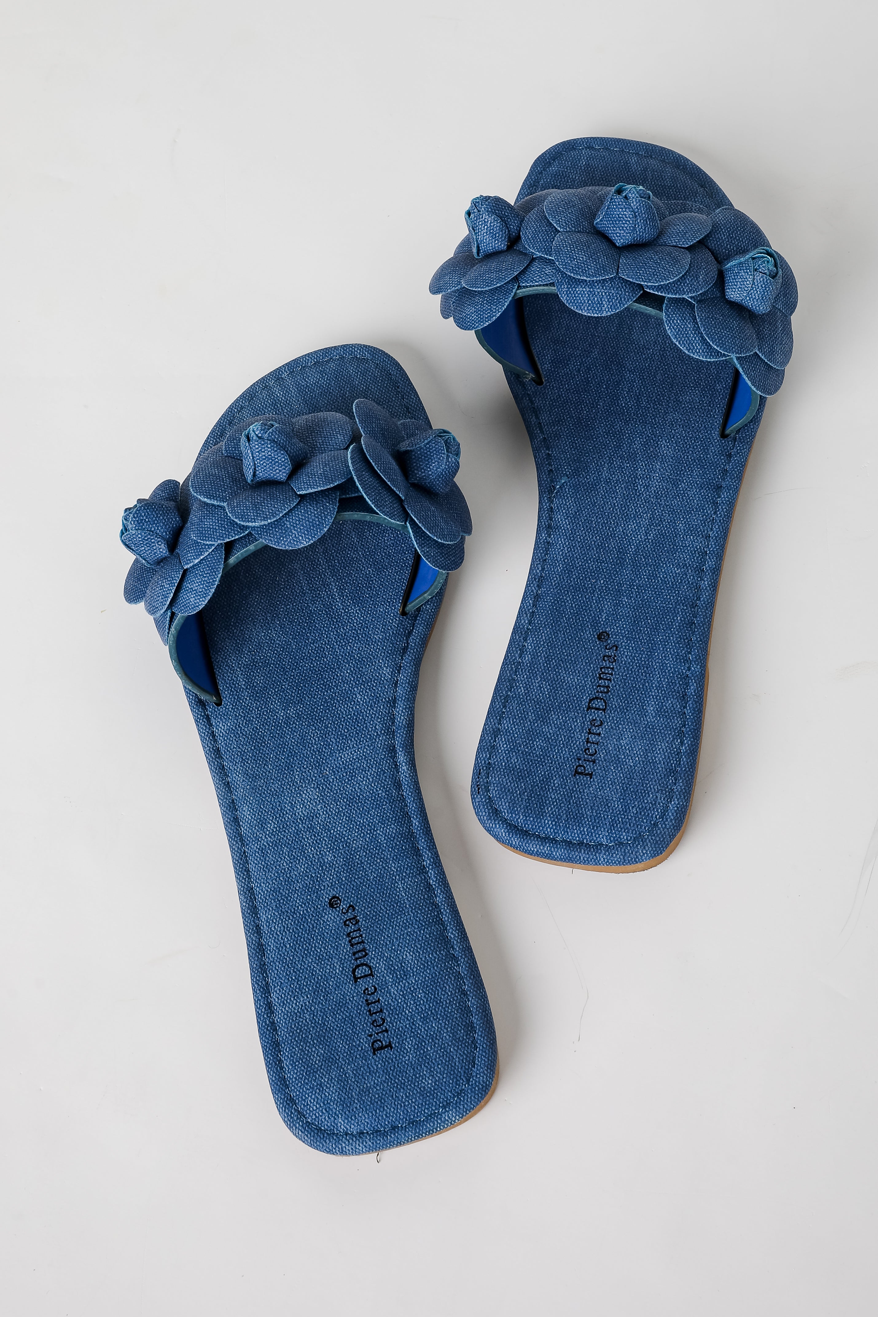 FINAL SALE - Classy Touch Blue Flower Slide Sandals