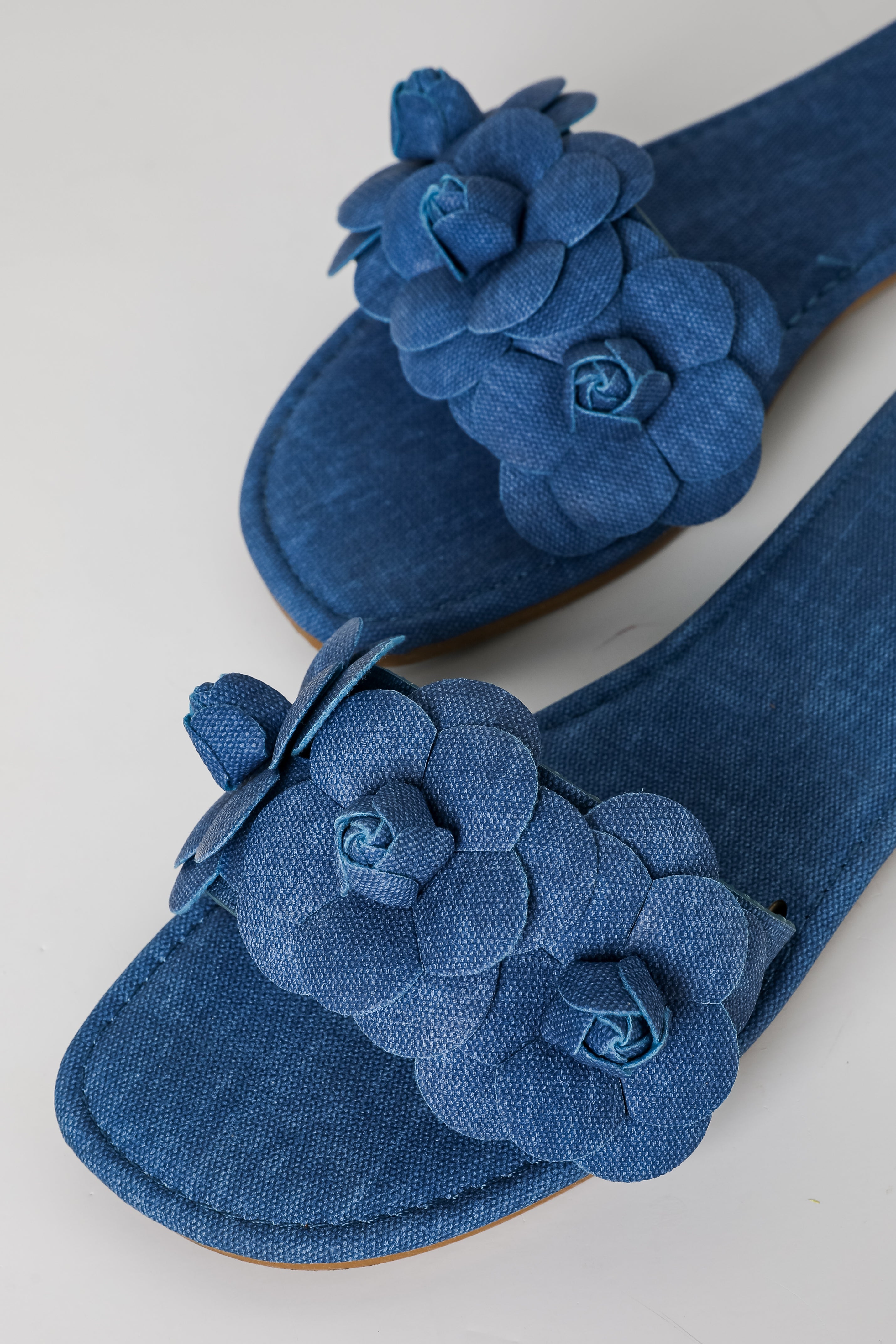 FINAL SALE - Classy Touch Blue Flower Slide Sandals