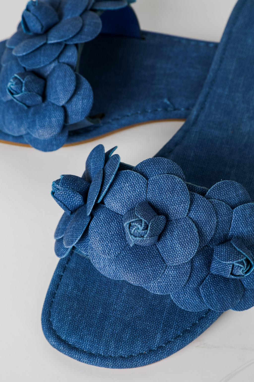 FINAL SALE - Classy Touch Blue Flower Slide Sandals