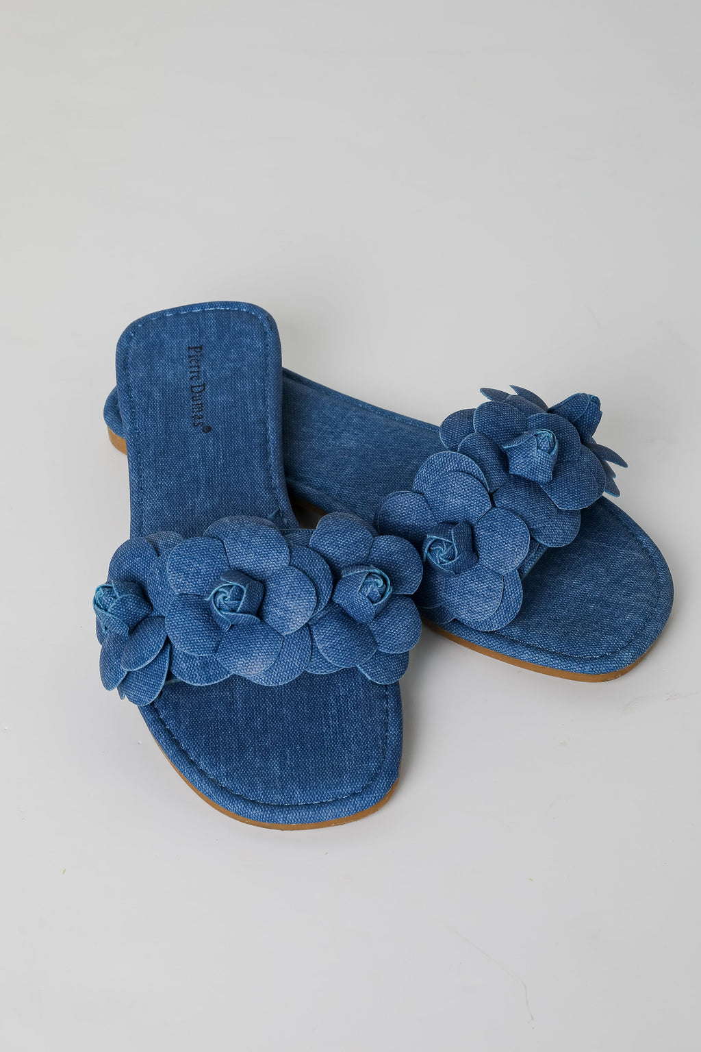 FINAL SALE - Classy Touch Blue Flower Slide Sandals