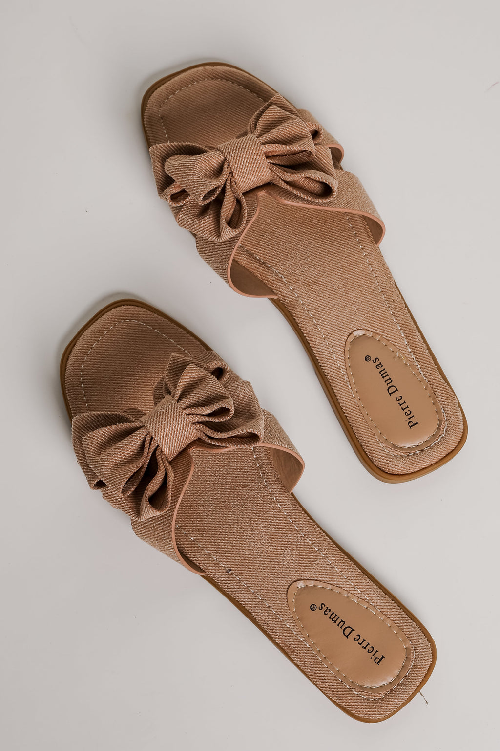 FINAL SALE - Find Your Pace Taupe Bow Slide Sandals