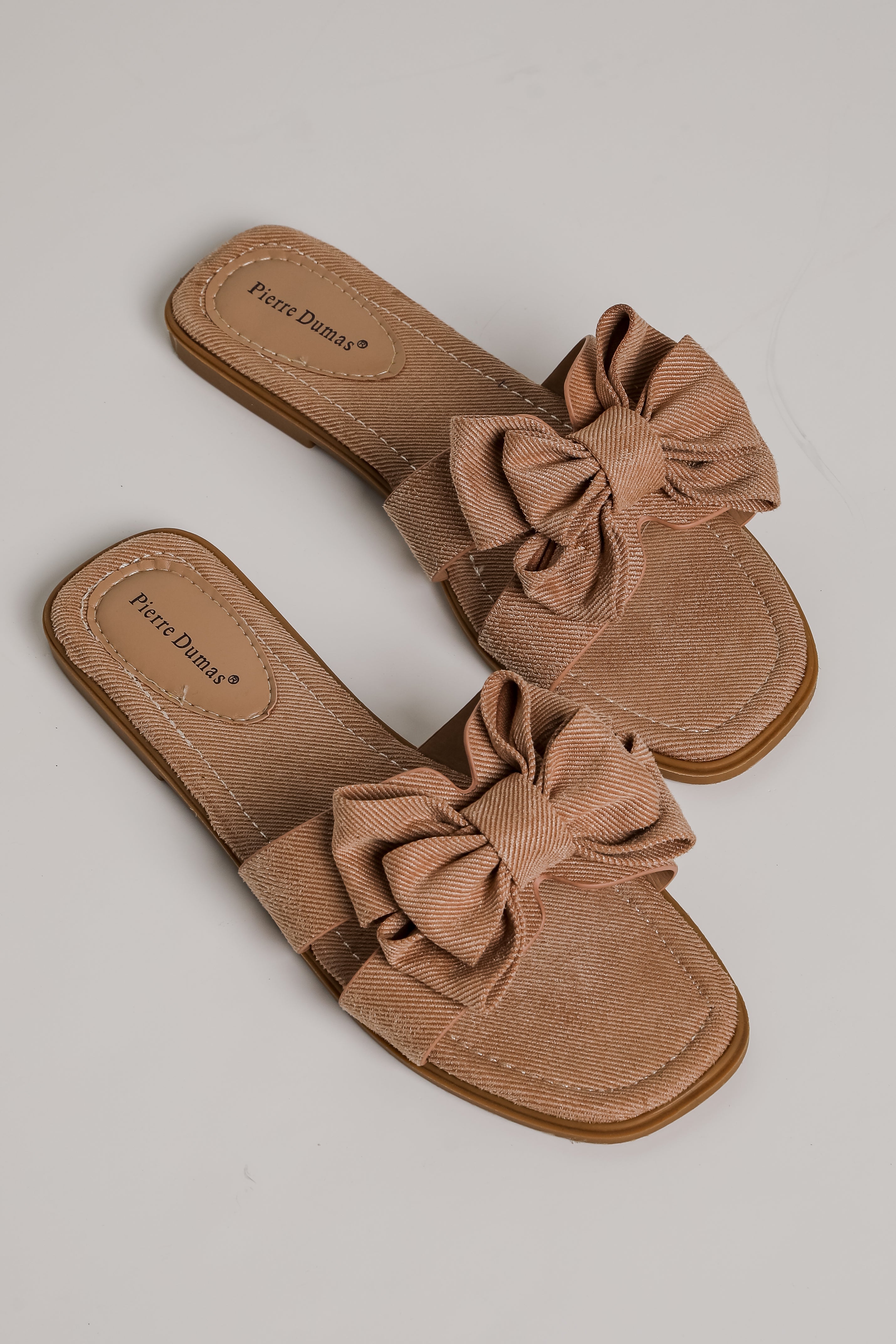 FINAL SALE - Find Your Pace Taupe Bow Slide Sandals