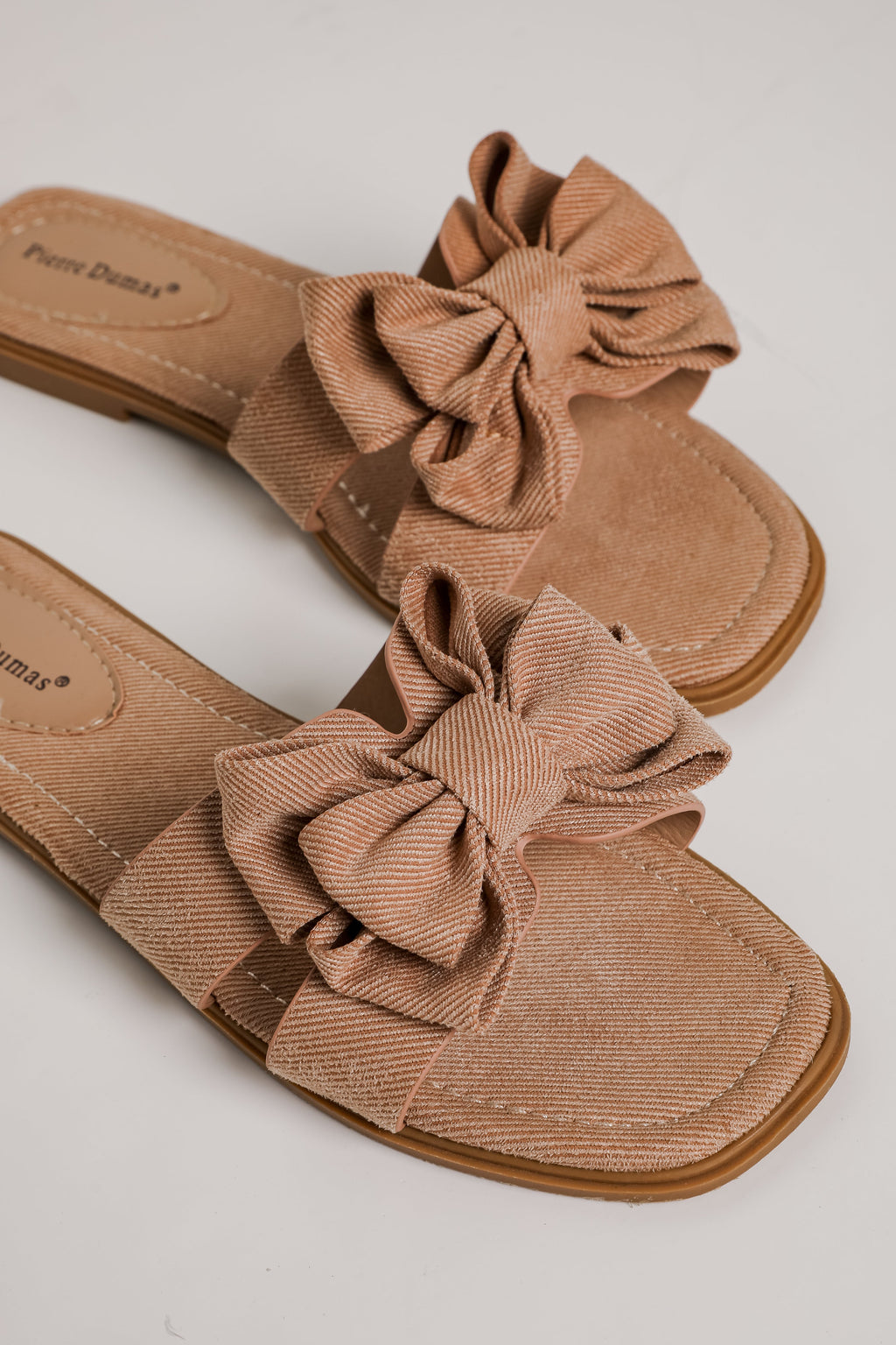 FINAL SALE - Find Your Pace Taupe Bow Slide Sandals