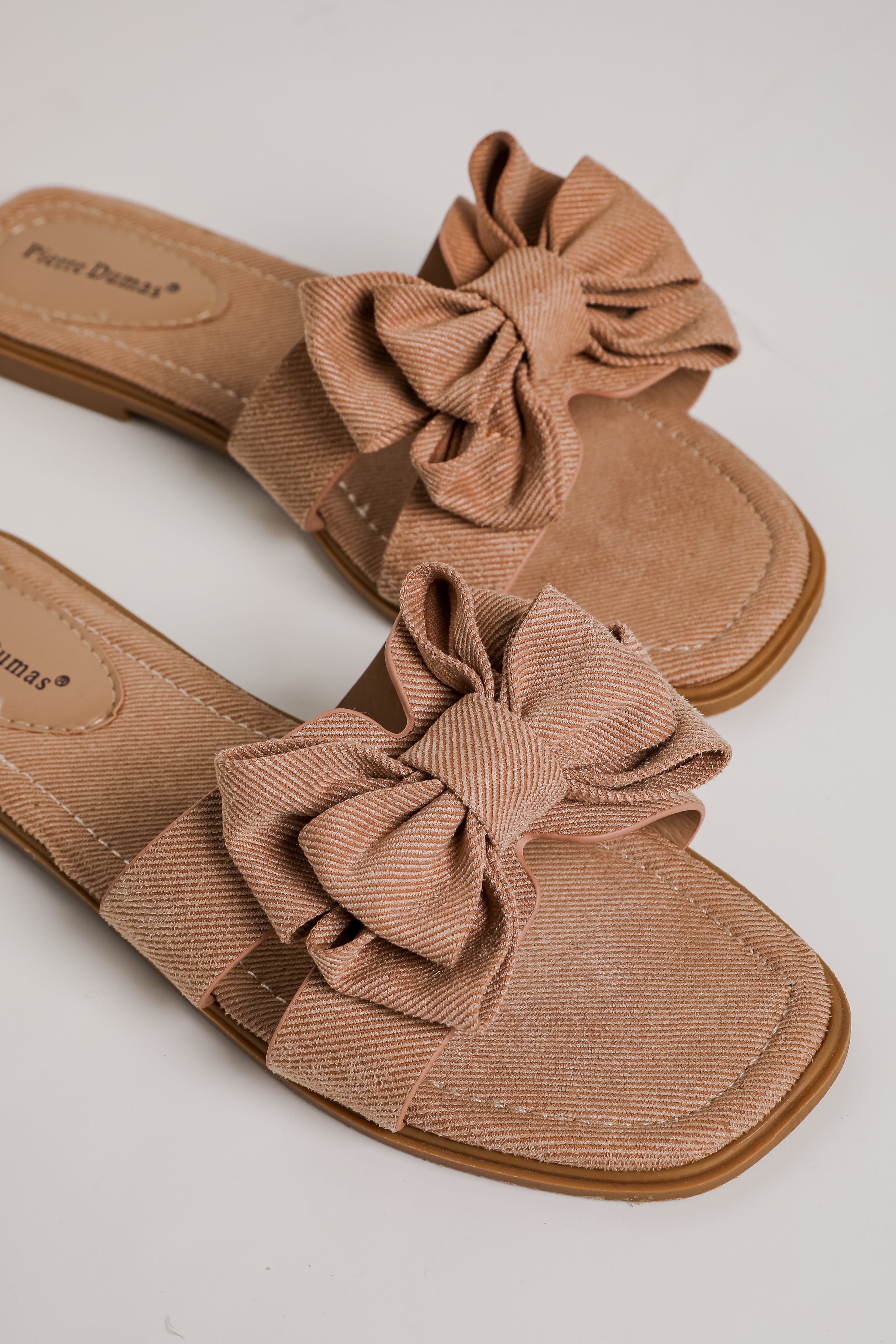 FINAL SALE - Find Your Pace Taupe Bow Slide Sandals