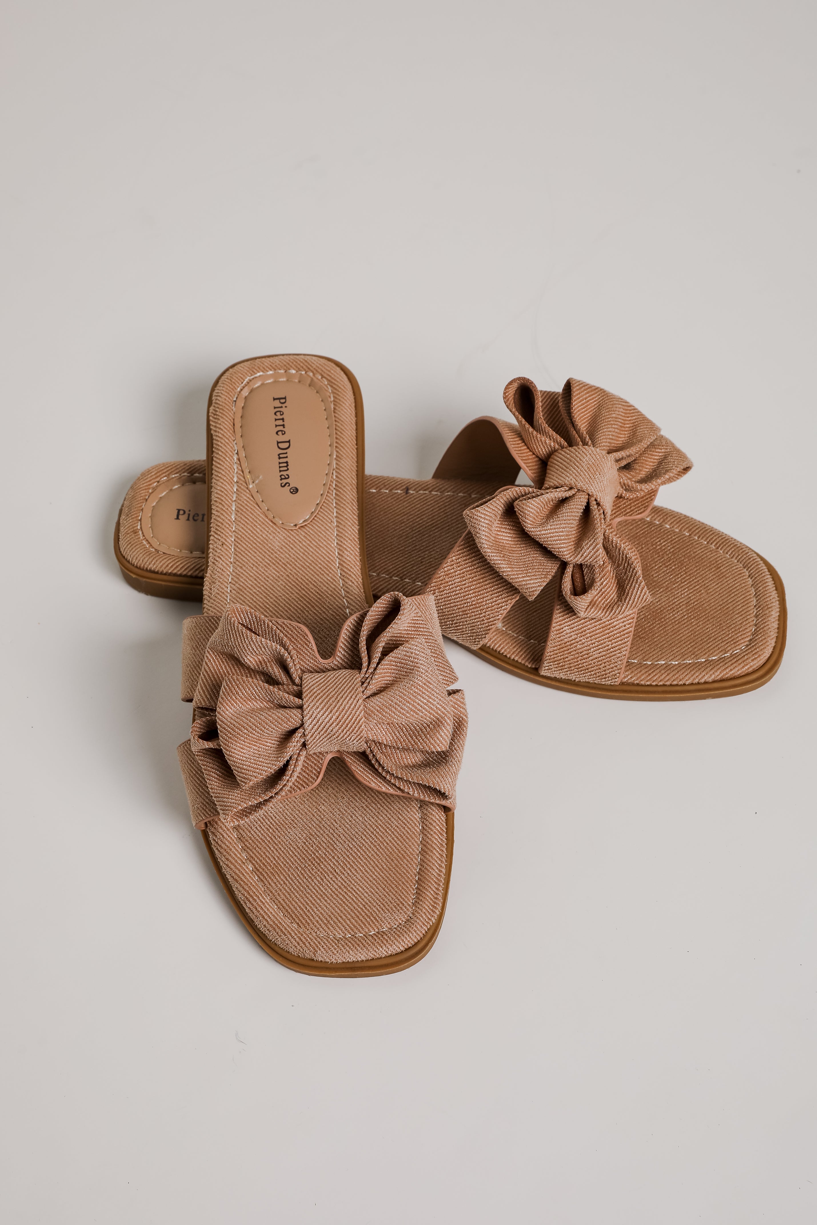 FINAL SALE - Find Your Pace Taupe Bow Slide Sandals