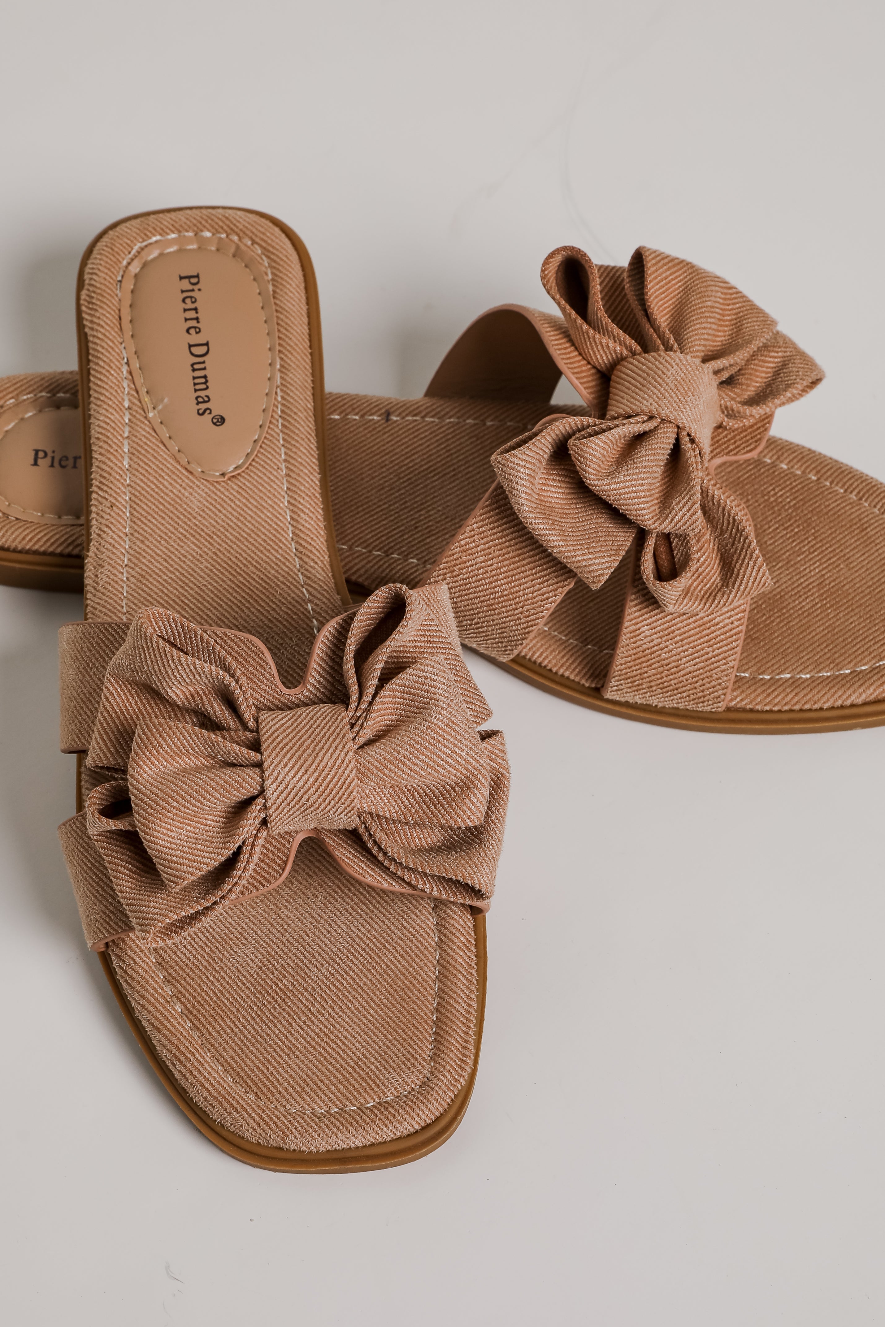FINAL SALE - Find Your Pace Taupe Bow Slide Sandals