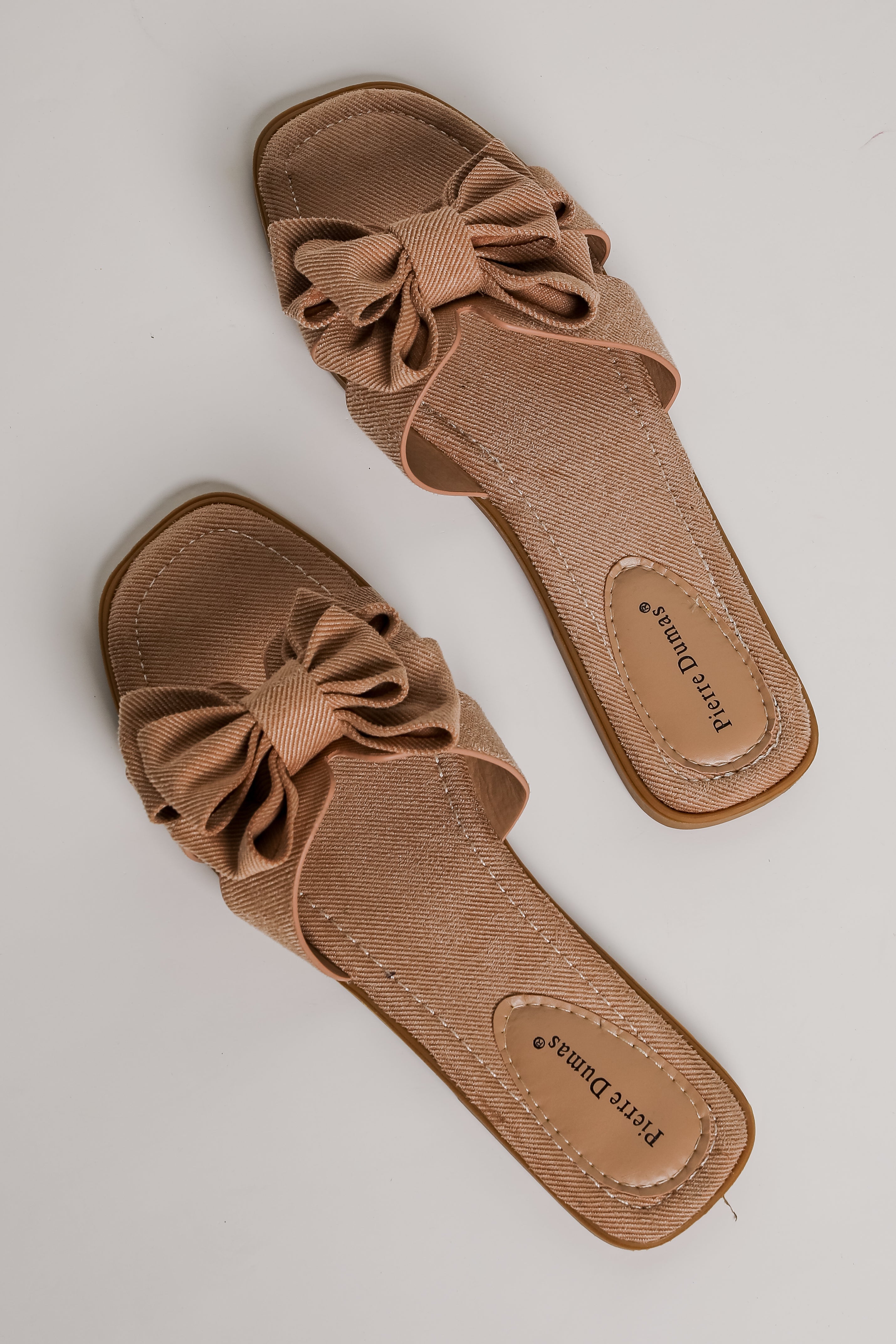 FINAL SALE - Find Your Pace Taupe Bow Slide Sandals