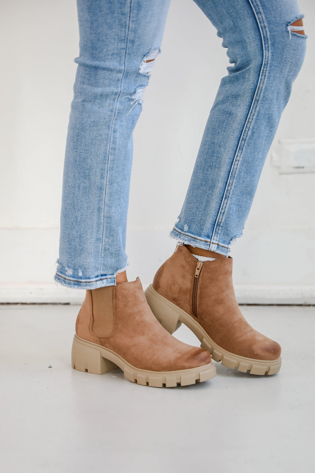 FINAL SALE - Walk It Out Taupe Platform Booties