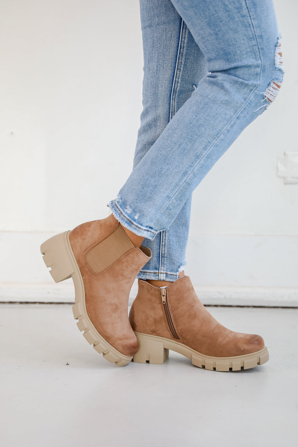 FINAL SALE - Walk It Out Taupe Platform Booties