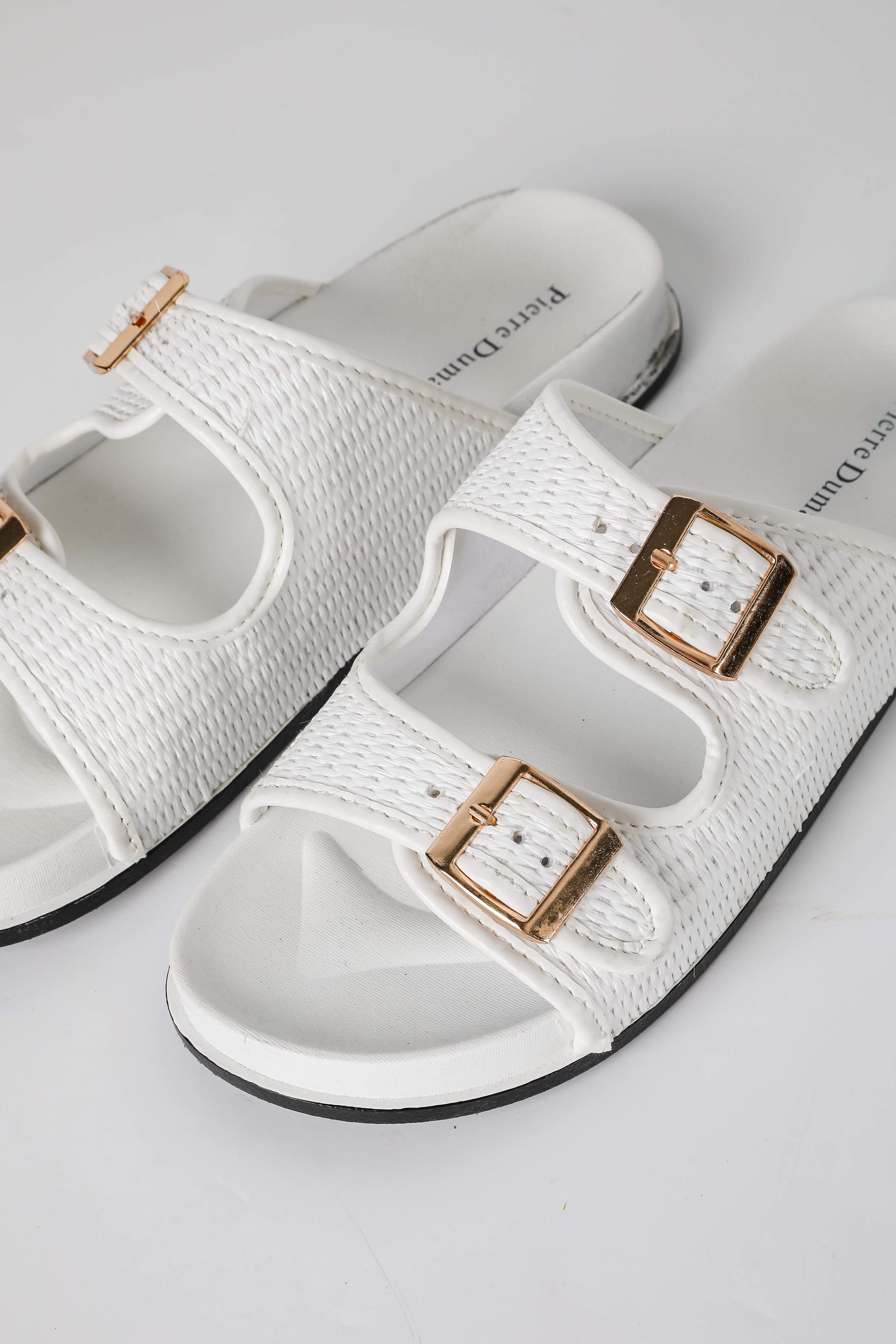 FINAL SALE - Palm Beach White Straw Double Strap Sandals