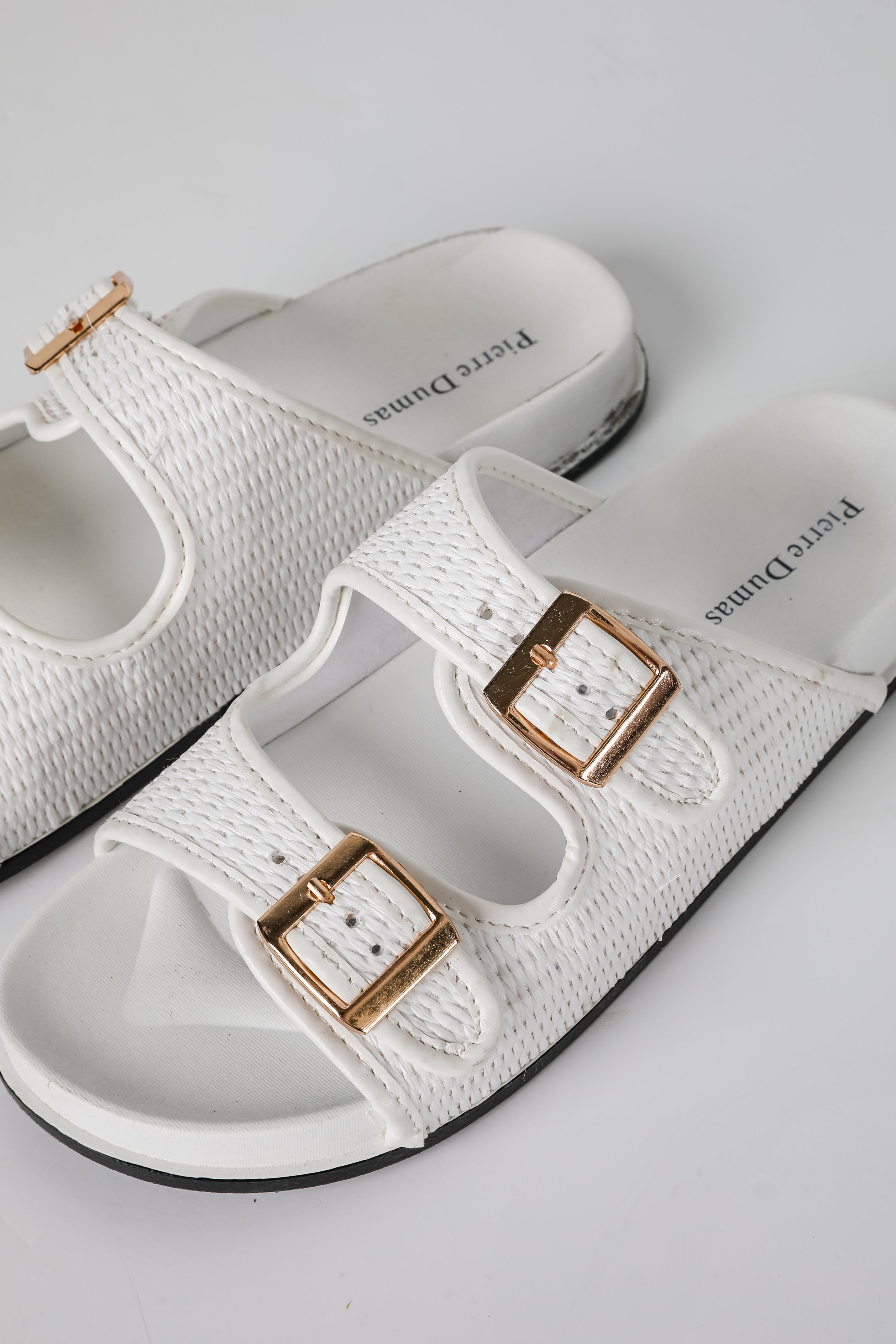 FINAL SALE - Palm Beach White Straw Double Strap Sandals