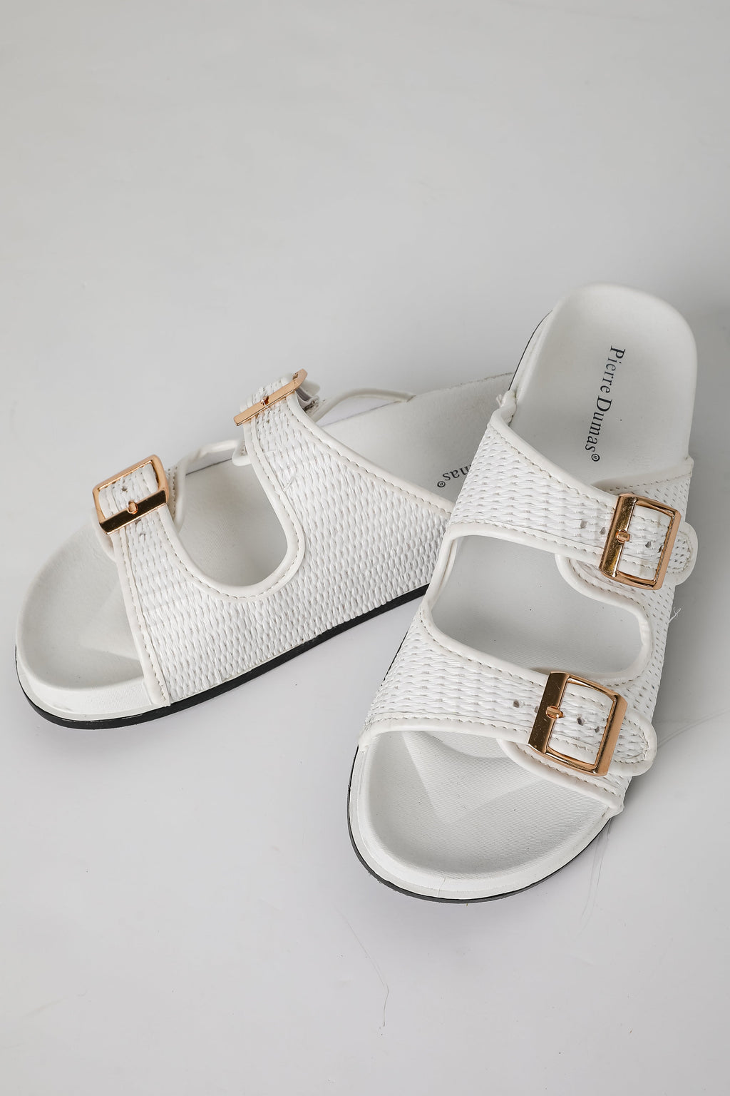 FINAL SALE - Palm Beach White Straw Double Strap Sandals