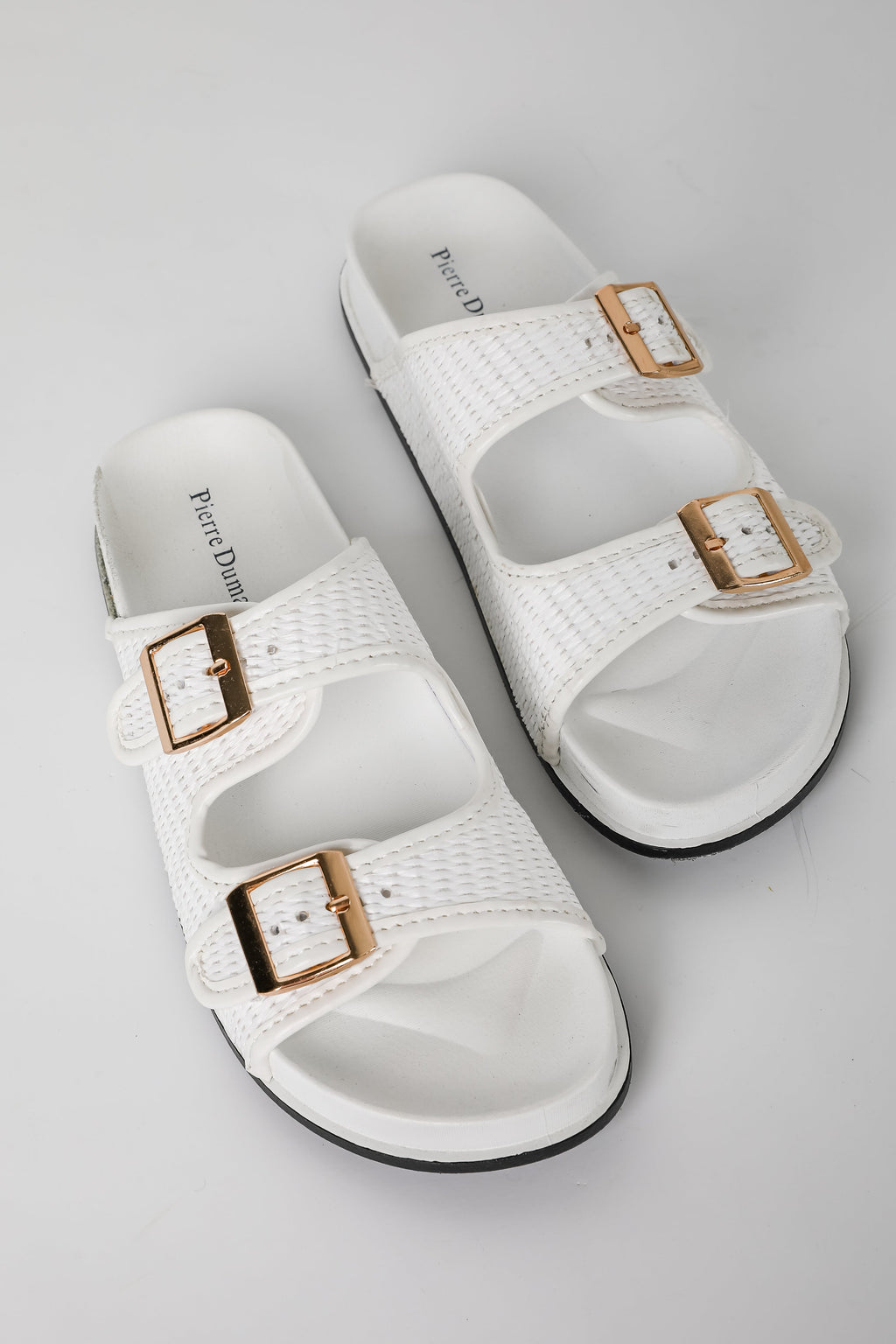 FINAL SALE - Palm Beach White Straw Double Strap Sandals