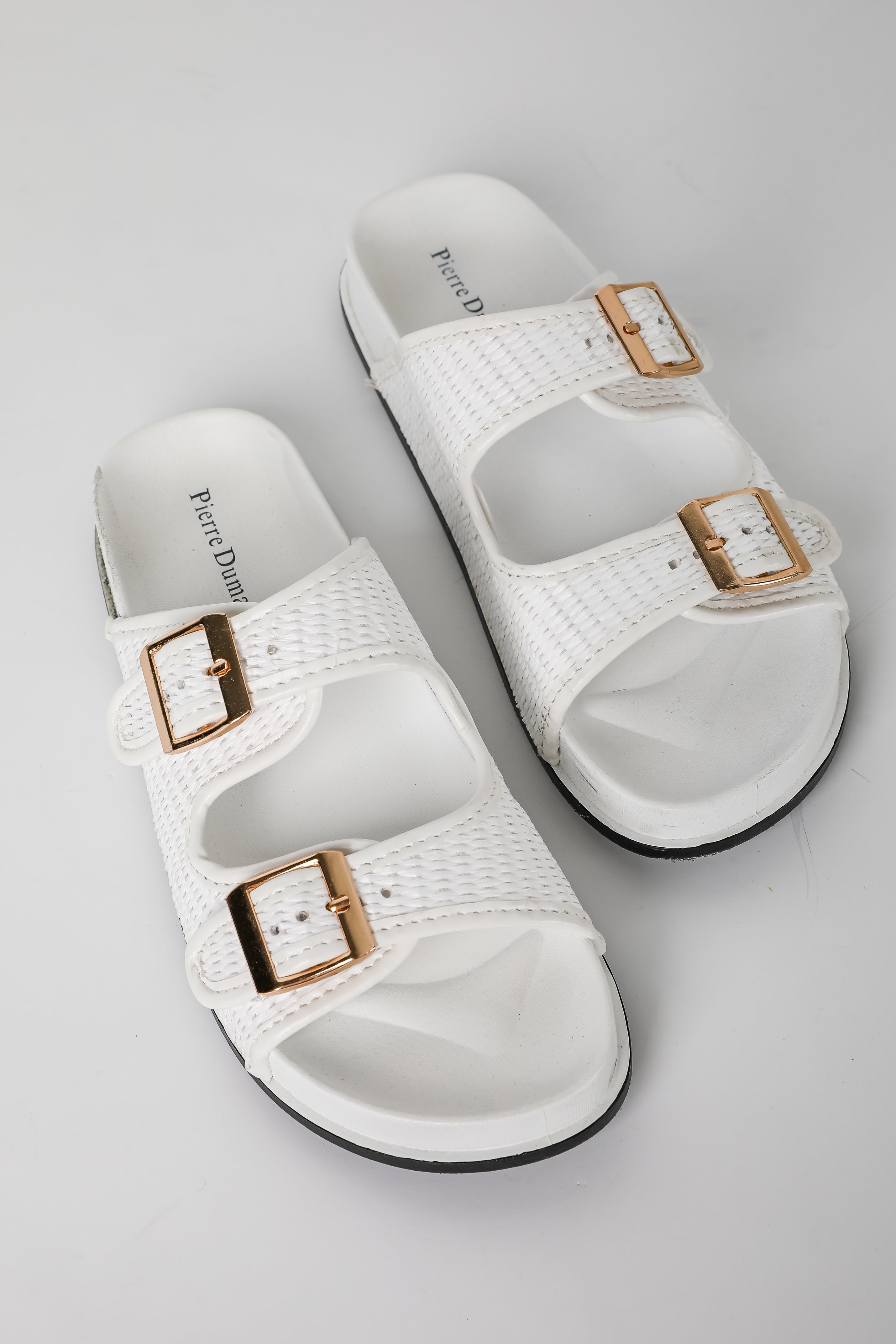 FINAL SALE - Palm Beach White Straw Double Strap Sandals