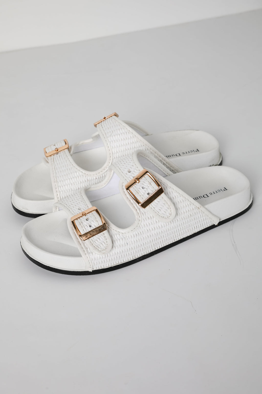 FINAL SALE - Palm Beach White Straw Double Strap Sandals