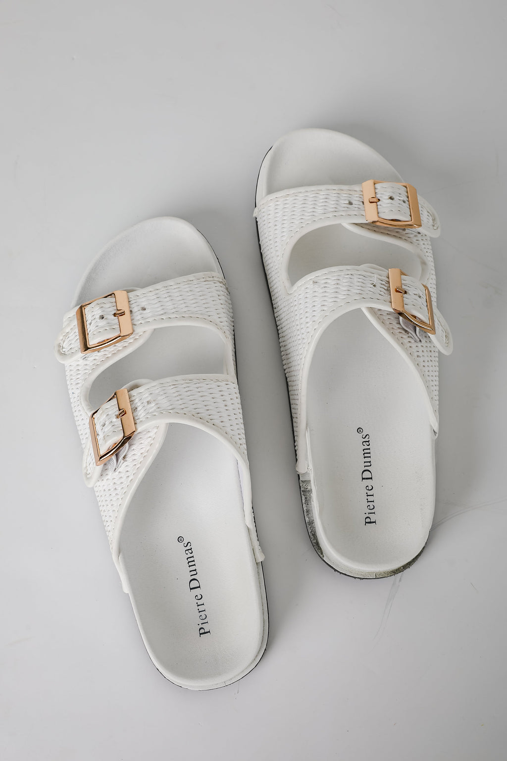 FINAL SALE - Palm Beach White Straw Double Strap Sandals