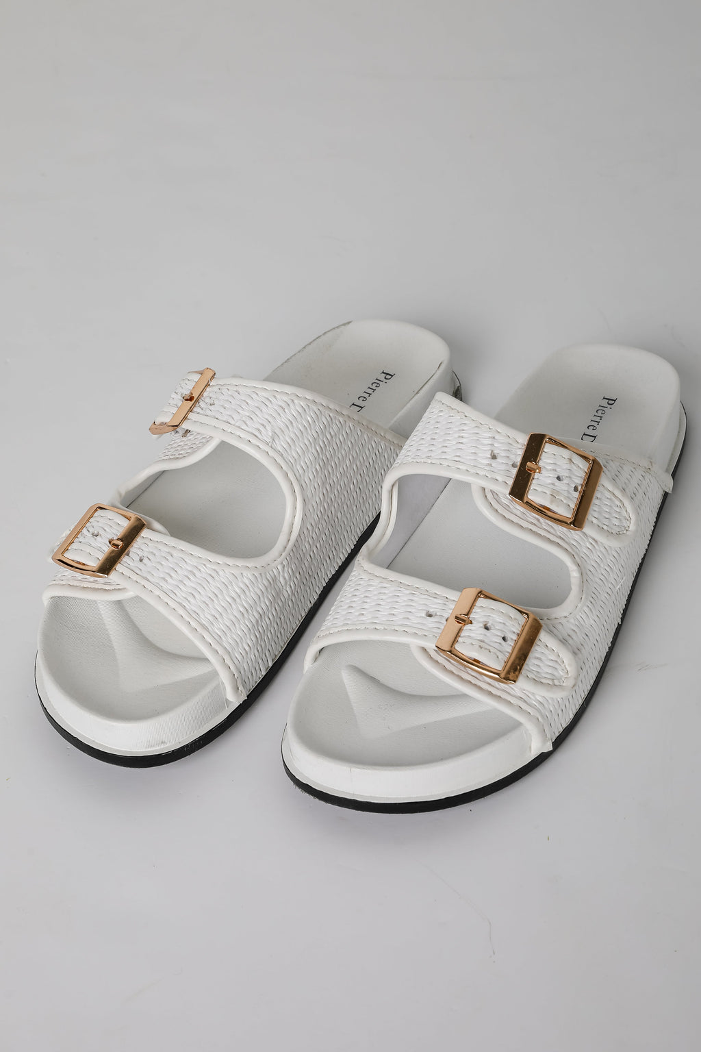 FINAL SALE - Palm Beach White Straw Double Strap Sandals